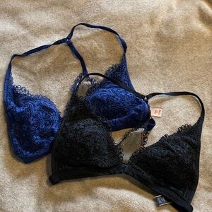 Victoria's Secret Lace Bralette Set - Black and Blue